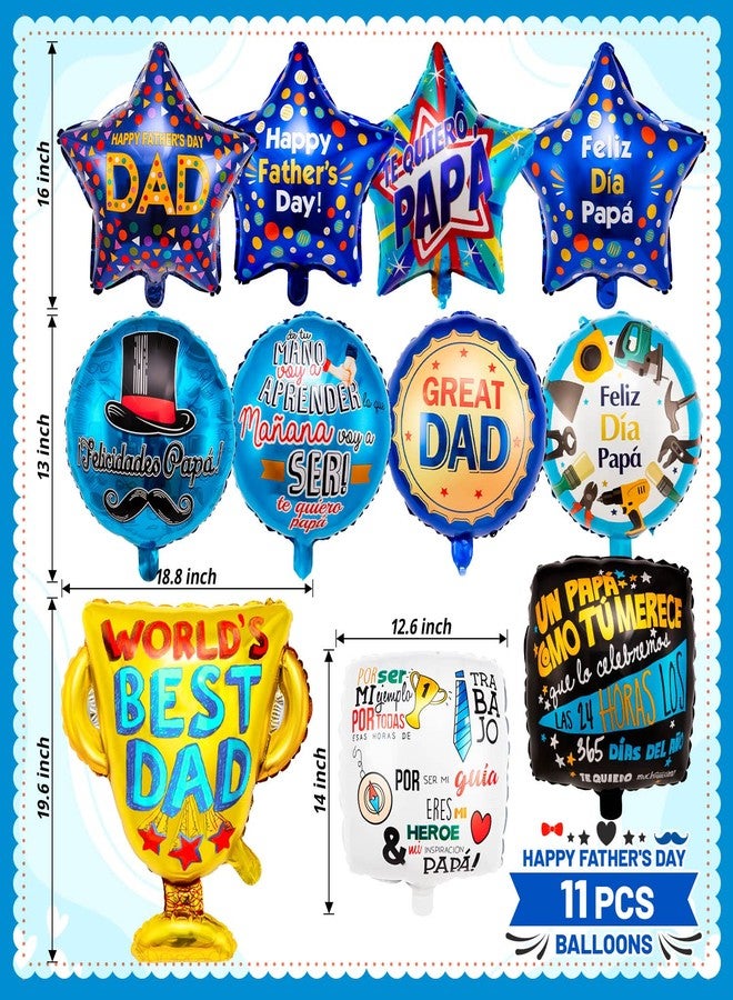 ZHBDMGK Happy Father's Day Balloons, 11pcs Premium Aluminum Foil Fathers Day Balloons, Vibrant Colors, Round Shapes, Self Sealing, Perfect for Father's Day Party Decorations - Image 2