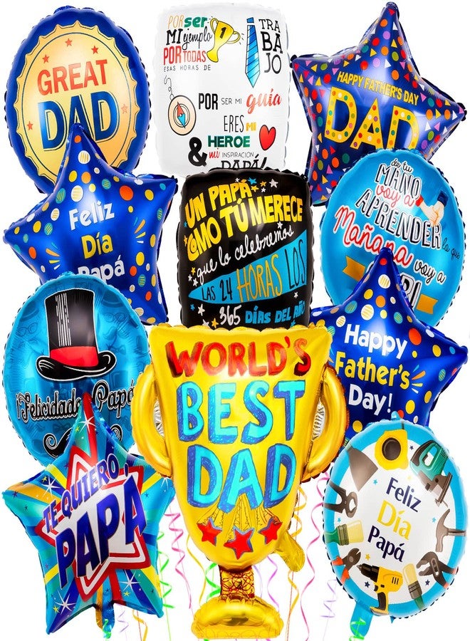 ZHBDMGK Happy Father's Day Balloons, 11pcs Premium Aluminum Foil Fathers Day Balloons, Vibrant Colors, Round Shapes, Self Sealing, Perfect for Father's Day Party Decorations - Image 1
