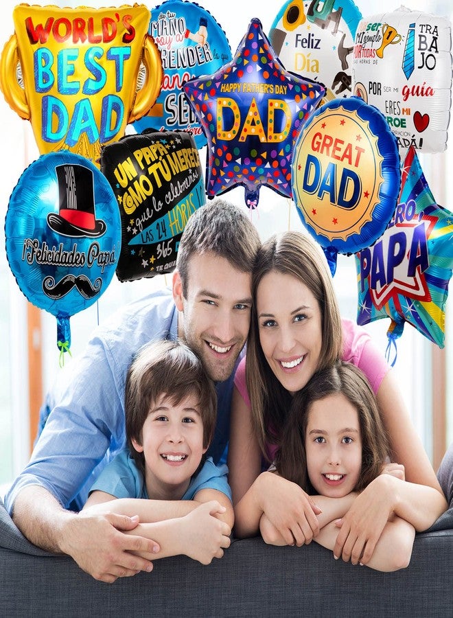 ZHBDMGK Happy Father's Day Balloons, 11pcs Premium Aluminum Foil Fathers Day Balloons, Vibrant Colors, Round Shapes, Self Sealing, Perfect for Father's Day Party Decorations - Image 4