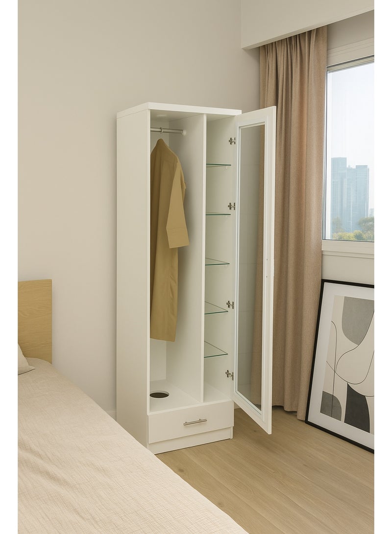 AFT Modern Bakhoor Wardrobe with Glass Shelves, LED Lighting, and Fragrance Ventilation for Clothing, Perforated Base, and Fragrance Ventilation System.  Modern Bakhoor Wardrobe is ideal for those who appreciate the traditional practice of using bakhoor while maintaining a contemporary, organized living space. Whether you’re looking to enhance your room’s aesthetic or enjoy the practical benefits of scent-infused clothing, this wardrobe is the perfect blend of style, functionality, and luxury. White (Arfan) - Image 2