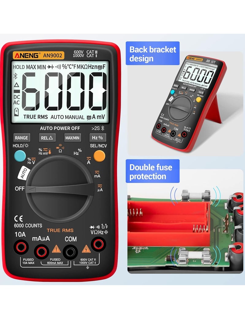 ANENG - Bluetooth Multimeter TRMS Auto Range 6000 Counts, AC/DC,Resistance,Continuity,Capacitance,Diodes,Temperature,Car Voltmeter - Image 1