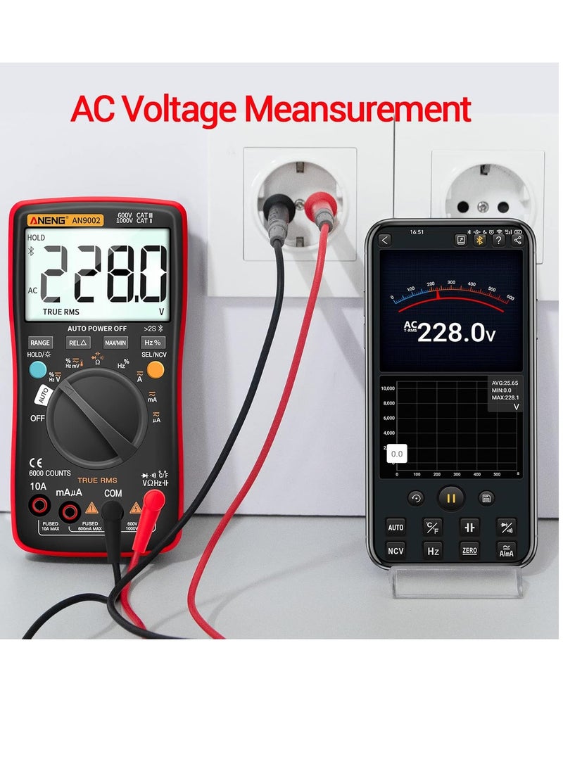 ANENG - Bluetooth Multimeter TRMS Auto Range 6000 Counts, AC/DC,Resistance,Continuity,Capacitance,Diodes,Temperature,Car Voltmeter - Image 1