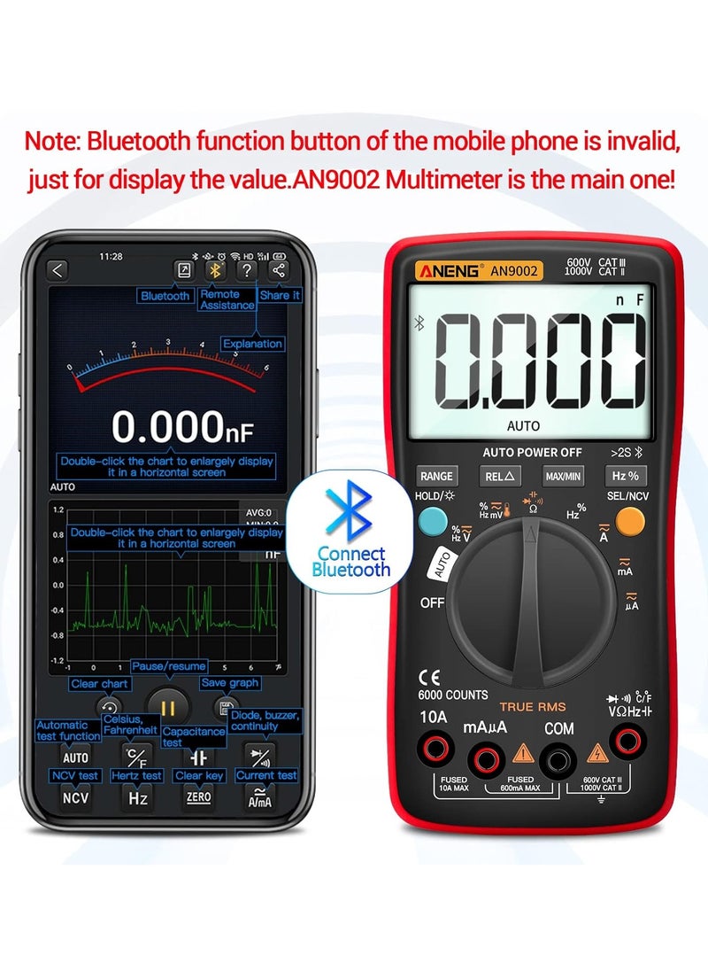 ANENG - Bluetooth Multimeter TRMS Auto Range 6000 Counts, AC/DC,Resistance,Continuity,Capacitance,Diodes,Temperature,Car Voltmeter - Image 1