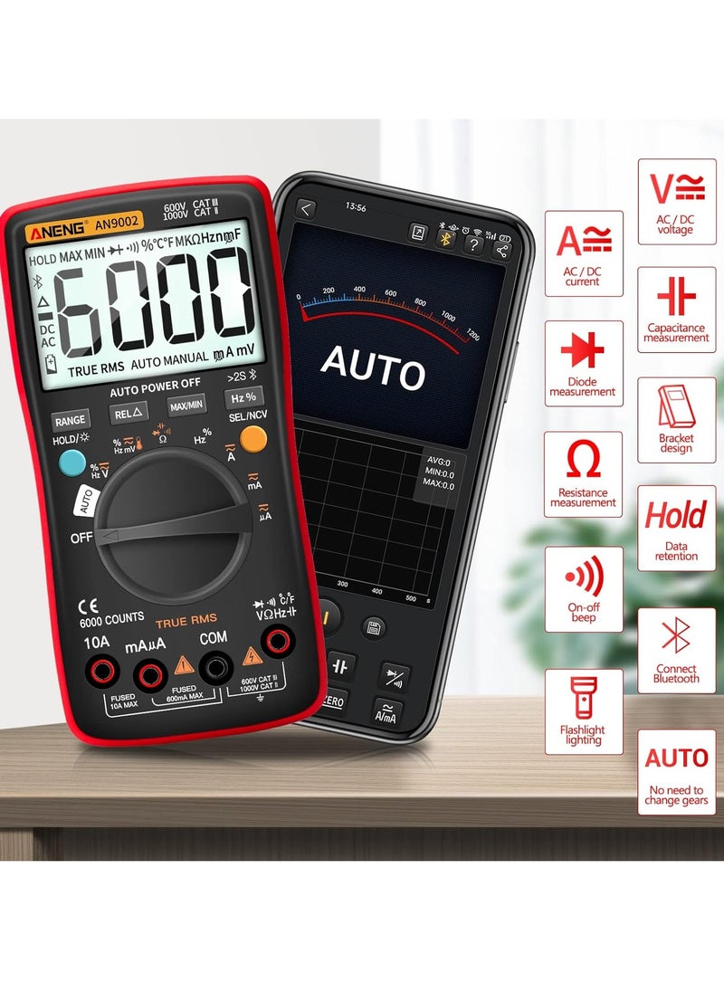 ANENG - Bluetooth Multimeter TRMS Auto Range 6000 Counts, AC/DC,Resistance,Continuity,Capacitance,Diodes,Temperature,Car Voltmeter - Image 1