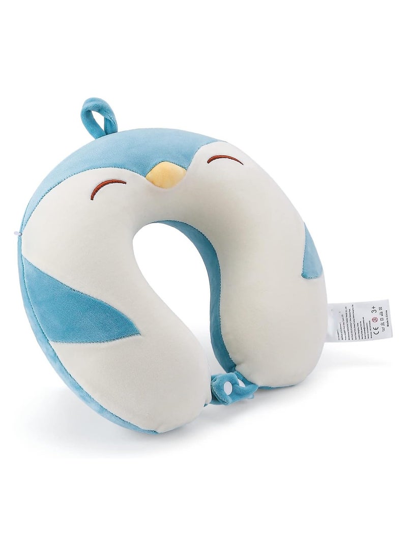 Arabest Cartoon Headrest & Neck Pillow for Kids Boys & Girls, 100% Pure Memory Foam Penguin Travel Pillow, for Airplane Travel, Road Trip - Neck, Chin Support, Stops Head from Falling Forward, Washable  - Image 5