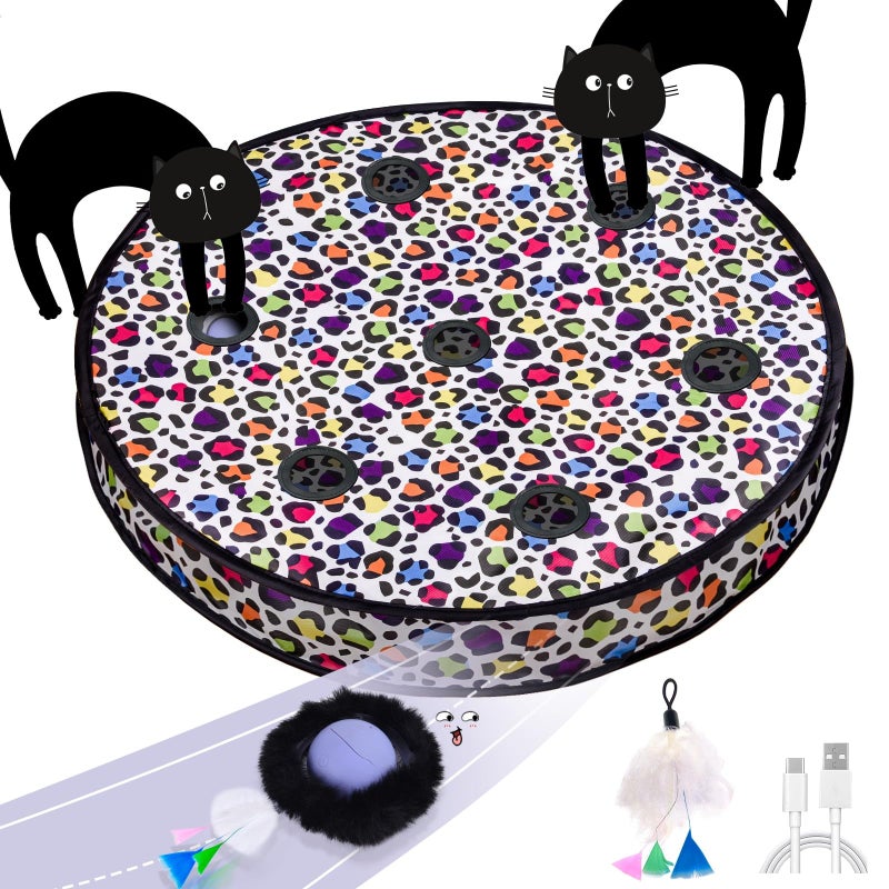 ORSDA Cat Toys Interactive Activated Moving Ball in 7 Holes Mat Automatic Fast Rolling Ball Hide and Seek Toys for Indoor Cats Exercise Kicker Mouse Catching Game - Image 2