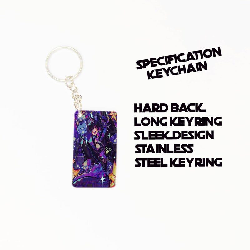 OUTFITQUE Premium Pack of 2 Anime253 Printed Long Keychain For Bike Scooty Car MDF Keyholder - Image 2