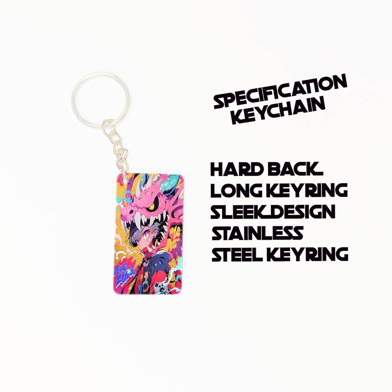 OUTFITQUE Premium Pack of 2 Anime253 Printed Long Keychain For Bike Scooty Car MDF Keyholder - Image 3