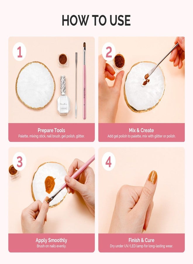 MelodySusie 1PC Round Shape Resin Nail Art Palette, Professional Color Mixing Board for Gel Polish, Acrylics, Pigment Blending, Salon and DIY Makeup Artist Tool, White - Image 5