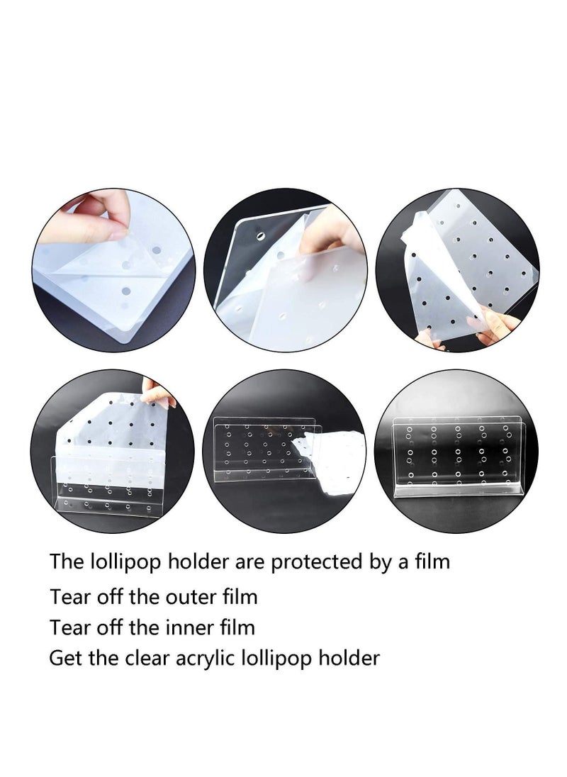 2 Pack Acrylic Lollipop Holder Acrylic Cake Pop Stand 50PCS Clear Treats Bags 50PCS Lollipop Sticks for Candy Cake Pop Sticks Making Tools  - Image 3