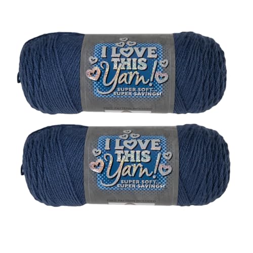 Hobby Lobby I Love This Yarn 4 Medium 100 Acrylic Yarn for Crocheting Knitting Blankets Hats Accessories Set of 2 250 Dark Country Blue - Image 1