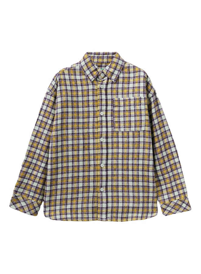Benetton Boys Check Flannel Shirt - Image 1