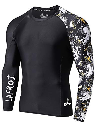 LAFROI Men's Long Sleeve UPF 50+ Baselayer Skins Performance Fit Compression Rash Guard-CLYYB Asym Swipes Size LG - Image 1
