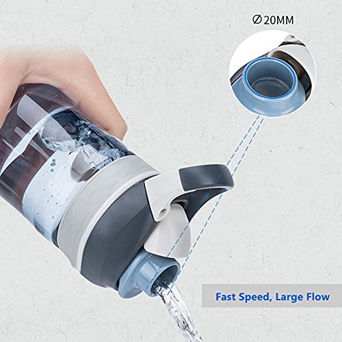 DEARART 26oz Grey Water Bottle No Straw, Clear Bottles with Handle Easy Carried, Wide Mouth AUTOSPOUT Leak Proof Lockable Lid, Suit Sports Travel Office Gym etc. - Image 4