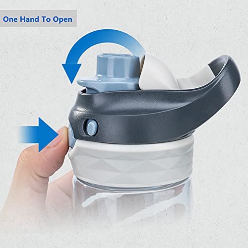 DEARART 26oz Grey Water Bottle No Straw, Clear Bottles with Handle Easy Carried, Wide Mouth AUTOSPOUT Leak Proof Lockable Lid, Suit Sports Travel Office Gym etc. - Image 2