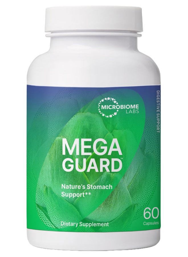 Microbiome Labs MegaGuard Gut Health Supplements - Ginger Root, Licorice Root & Artichoke Leaf Extract to Support Digestive Health & Occasional Gas - for Women, Men & Kids 8+ (60 Capsules)  - Image 1