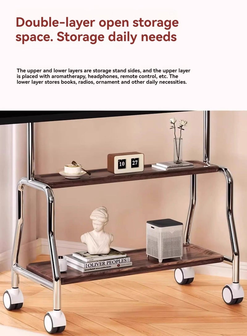 والالا Artistic Easel Rolling TV Stand for 32 to 75Inch LCD LED OLED Screens, Portable TV Stand on Wheels,Mobile TV Cart with Wood Media Shelf, Heavy Duty Portable TV Stand - Image 4