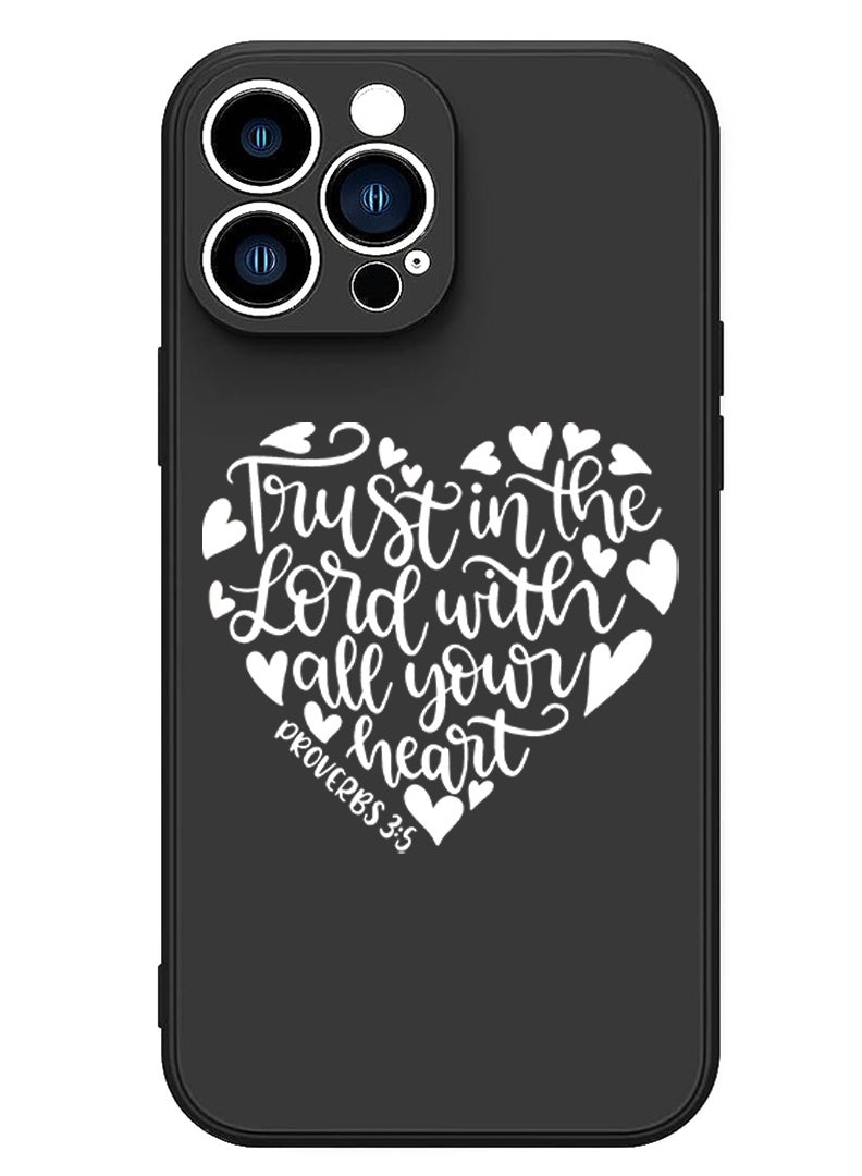 Theodor Protective Slim Fit Case Liquid Silicone Cover with Full Body Protection Anti-Scratch Shockproof Case For iPhone 15 Pro Max Black - Trust in the lord with all your heart white - Image 1