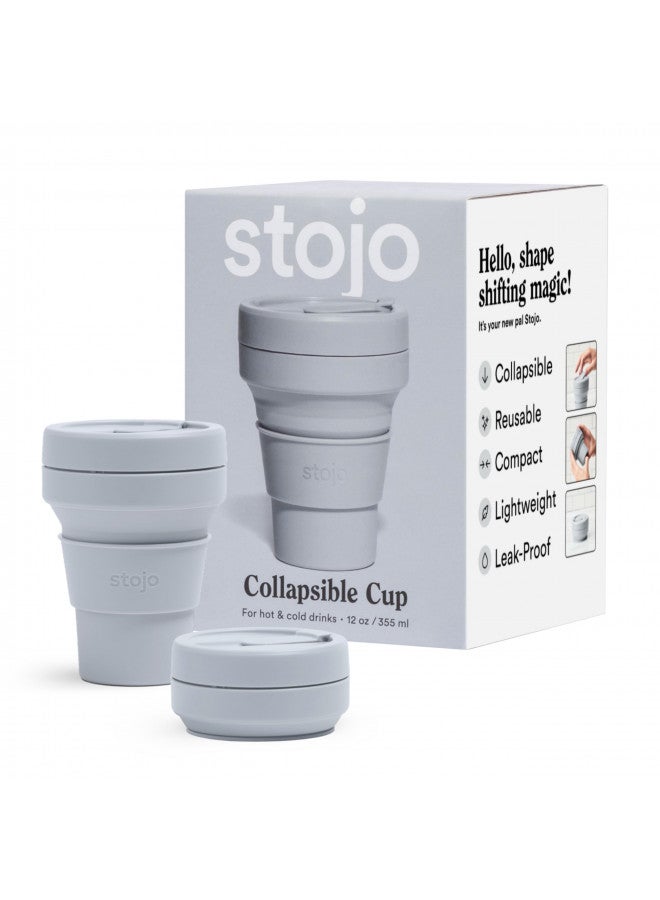 Stojo STOJO Collapsible Travel Cup - Cashmere, 12oz / 355ml - Leak-Proof Reusable To-Go Pocket Size Silicone Bottle for Hot & Cold Drinks - Camping & Hiking - Dishwasher Safe - No Straw Included  - Image 2