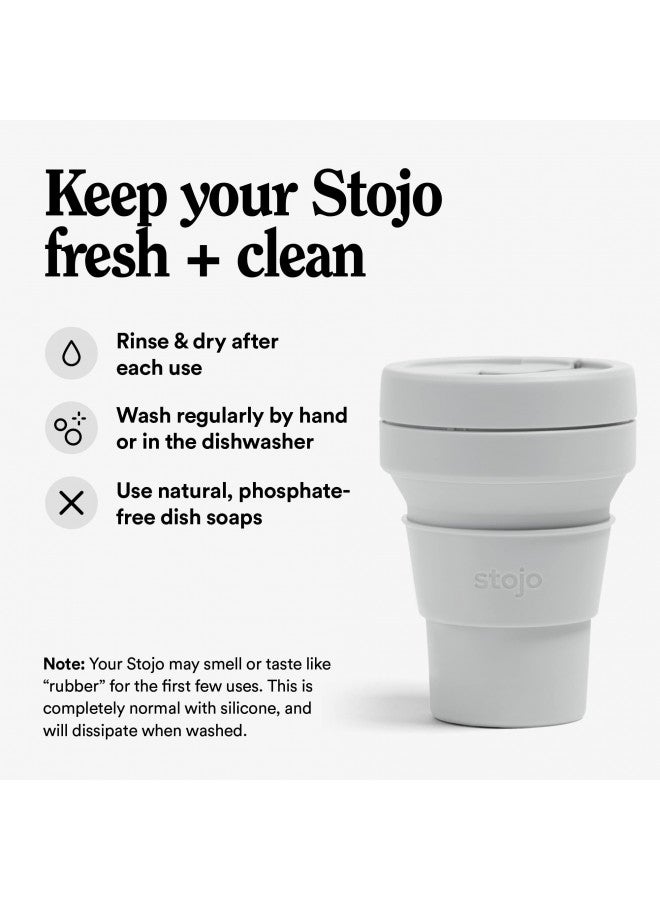 Stojo STOJO Collapsible Travel Cup - Cashmere, 12oz / 355ml - Leak-Proof Reusable To-Go Pocket Size Silicone Bottle for Hot & Cold Drinks - Camping & Hiking - Dishwasher Safe - No Straw Included  - Image 5