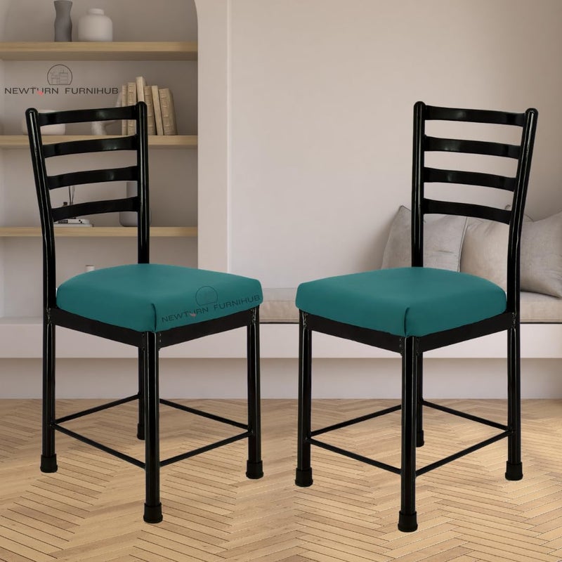 كرسي طعام معدني أسود NEWTURN FURNIHUB لغرفة الطعام المعيشية مريح ودائم بارتفاع 18 بوصة من الأرض إلى المقعد أسود وأخضر بيستاشي