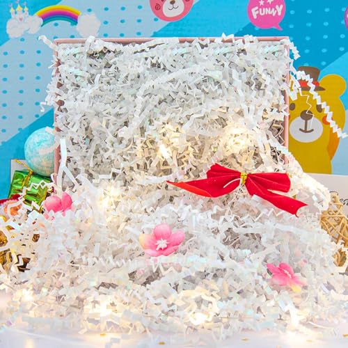 Caleihd Crinkle Cut Paper Grass Cushion Paper Streamer for Christmas Wedding Birthday Bridesmaid Engagement Craft Gift Boxes Bags Filler Decoration 4.5oz Diamond White - Image 5
