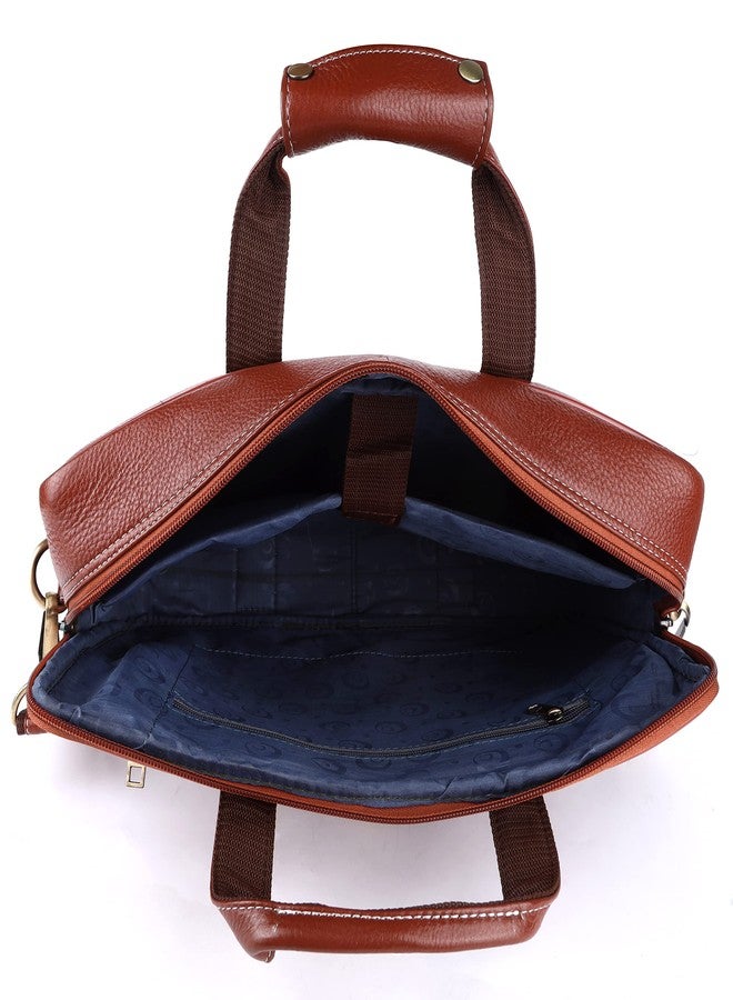 TAURUS Classy Brown Genuine Leather Laptop Bag/Office Bags for Men (TAN) - Image 5