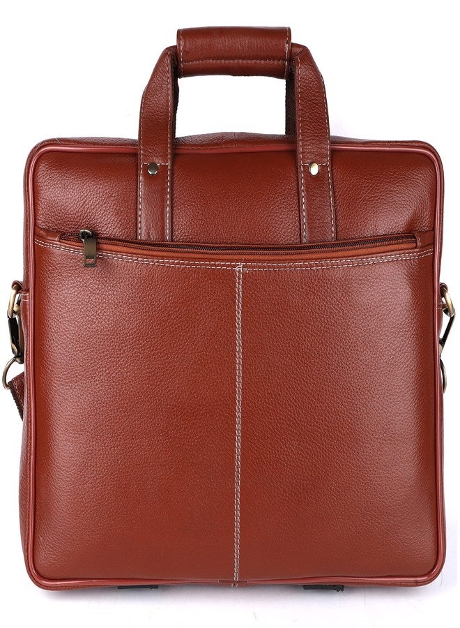 TAURUS Classy Brown Genuine Leather Laptop Bag/Office Bags for Men (TAN) - Image 2