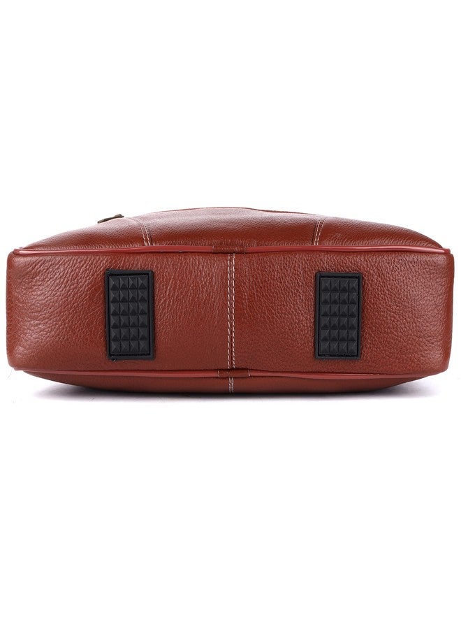 TAURUS Classy Brown Genuine Leather Laptop Bag/Office Bags for Men (TAN) - Image 4