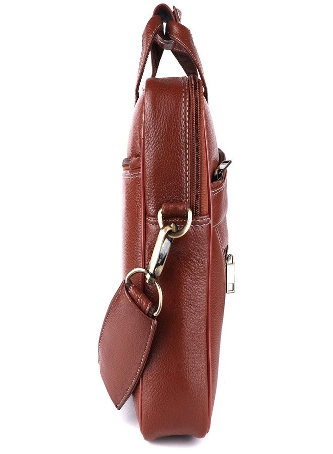 TAURUS Classy Brown Genuine Leather Laptop Bag/Office Bags for Men (TAN) - Image 3