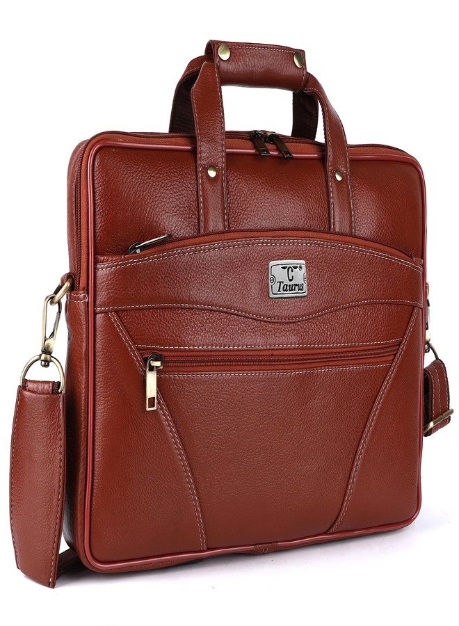 TAURUS Classy Brown Genuine Leather Laptop Bag/Office Bags for Men (TAN) - Image 1