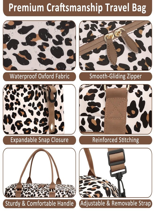 ELONGRIVER Travel Duffle Bag for Women, Weekender Bags, Hospital Bag for Labor Delivery, Lightweight Tote Duffel Overnight Bag with Luggage Sleeve,Airplane Travel Bags, Leopard Print, X-Large - Image 5