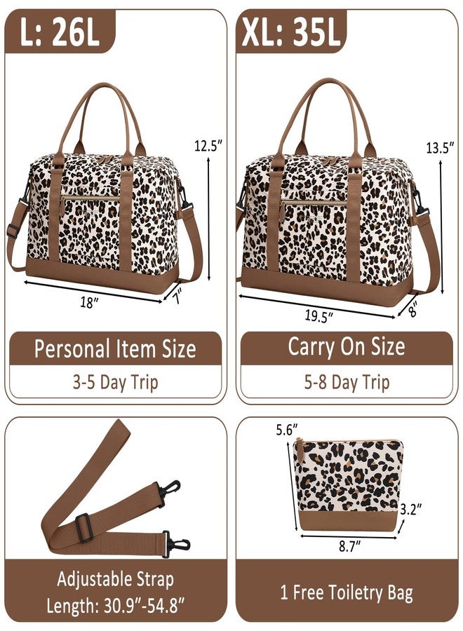 ELONGRIVER Travel Duffle Bag for Women, Weekender Bags, Hospital Bag for Labor Delivery, Lightweight Tote Duffel Overnight Bag with Luggage Sleeve,Airplane Travel Bags, Leopard Print, X-Large - Image 2