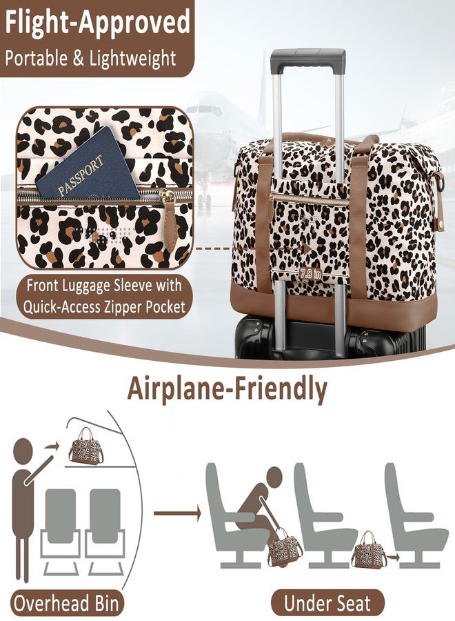 ELONGRIVER Travel Duffle Bag for Women, Weekender Bags, Hospital Bag for Labor Delivery, Lightweight Tote Duffel Overnight Bag with Luggage Sleeve,Airplane Travel Bags, Leopard Print, X-Large - Image 3