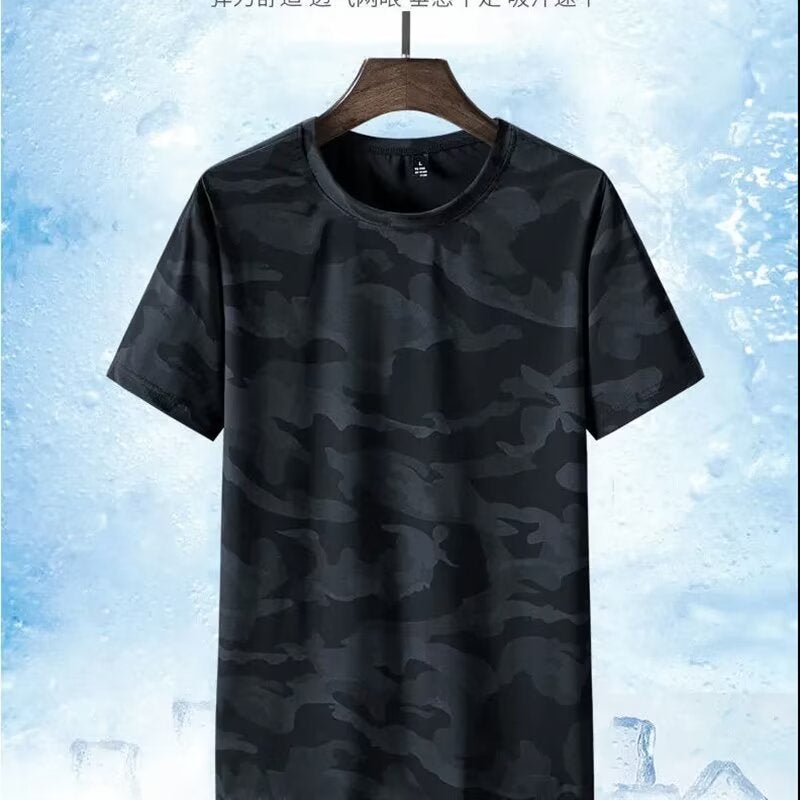 Ice Silk Mesh Camouflage Men'S Short-Sleeved T-Shirt Men'S Summer Undershirt 2024 Quick-Drying Breathable Fitness Sports Casual T-Shirt - Image 3
