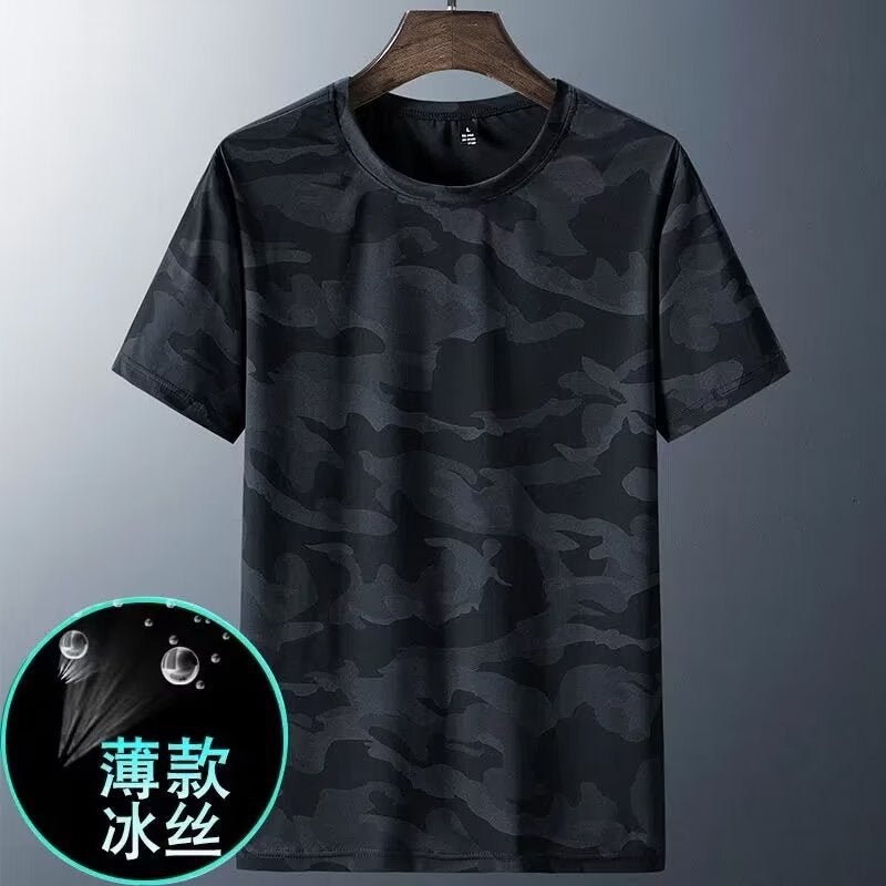 Ice Silk Mesh Camouflage Men'S Short-Sleeved T-Shirt Men'S Summer Undershirt 2024 Quick-Drying Breathable Fitness Sports Casual T-Shirt - Image 4
