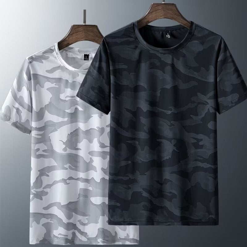 Ice Silk Mesh Camouflage Men'S Short-Sleeved T-Shirt Men'S Summer Undershirt 2024 Quick-Drying Breathable Fitness Sports Casual T-Shirt - Image 2