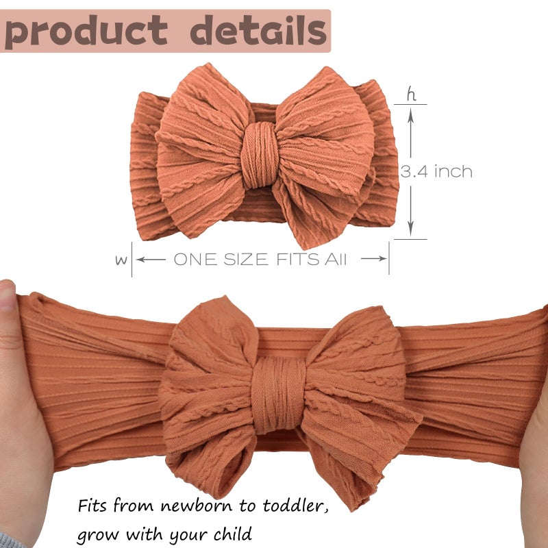 ALinmo 12 Pack Baby Headbands Super Soft Stretchy Nylon Hair Bands Hair Bows Hair Accessories for Baby Girls Newbrons infants Toddlers - Image 2