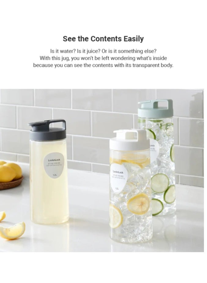 LOCK & LOCK LocknLock 1.5L Easy Grip Water Bottle - Grey, Transparent with Detachable Lid for Fridge and Tabletop Use  - Image 4