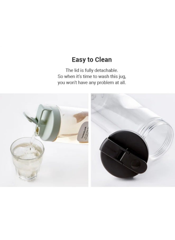 LOCK & LOCK LocknLock 1.5L Easy Grip Water Bottle - Grey, Transparent with Detachable Lid for Fridge and Tabletop Use  - Image 5