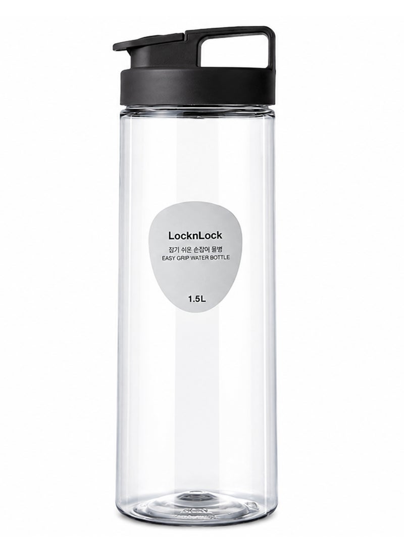 LocknLock Easy Grip Water Bottle 1.5L Grey, BPA-Free Transparent Fridge & Tabletop Hydration Bottle with Detachable Lid for Home & Office Use
