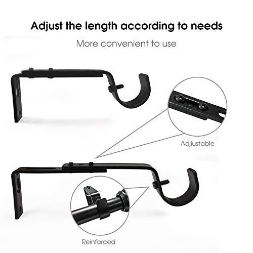 IHRDNNR Curtain Rod Holders Heavy Duty Adjustable Rod Brackets for 7/8 or 1 Inch Rods, Set of 3 (Black) - Image 2
