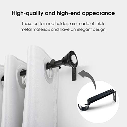 IHRDNNR Curtain Rod Holders Heavy Duty Adjustable Rod Brackets for 7/8 or 1 Inch Rods, Set of 3 (Black) - Image 4