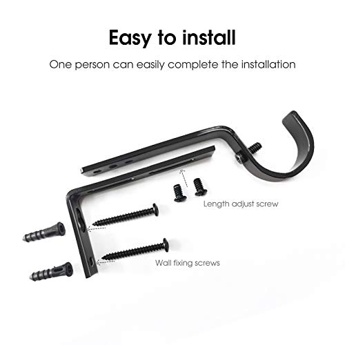 IHRDNNR Curtain Rod Holders Heavy Duty Adjustable Rod Brackets for 7/8 or 1 Inch Rods, Set of 3 (Black) - Image 5
