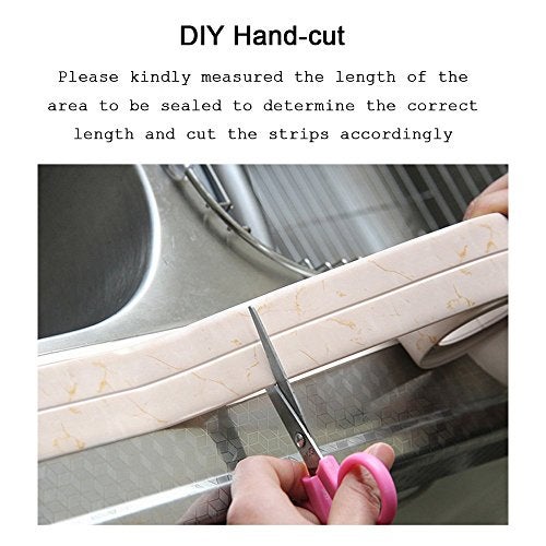 Homankit Caulk Strip for Bathtub Self Adhesive Waterproof Tape for Kitchen Bathroom Shower Floor and Wall Sealing, 2" x 102" - Image 3