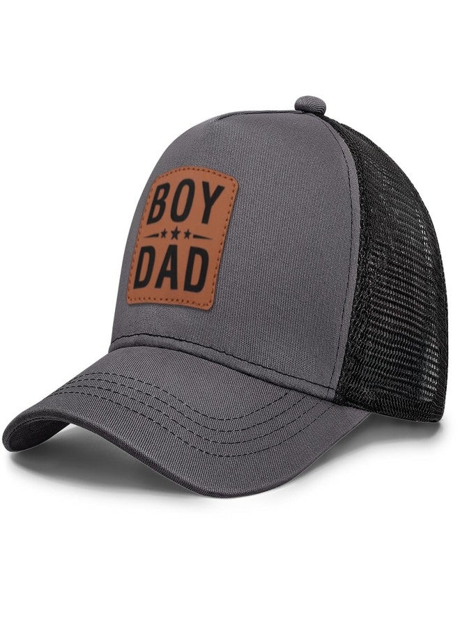 Dad Hat Leather Patch Birthday Christmas from Son Trucker Boy Dad Hat Gray - Image 2