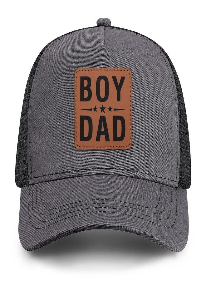 Dad Hat Leather Patch Birthday Christmas from Son Trucker Boy Dad Hat Gray - Image 1