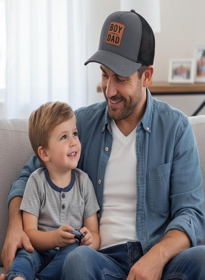 Dad Hat Leather Patch Birthday Christmas from Son Trucker Boy Dad Hat Gray - Image 5