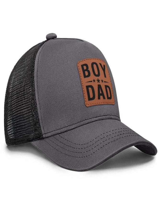 Dad Hat Leather Patch Birthday Christmas from Son Trucker Boy Dad Hat Gray - Image 3