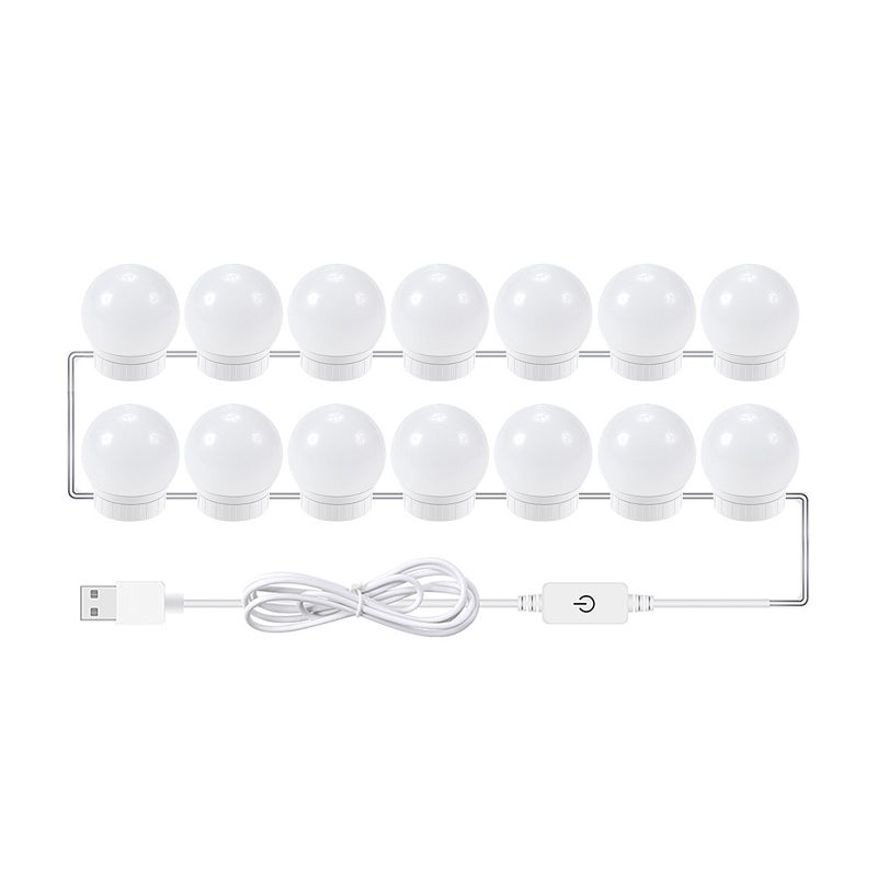14 PCS LED Makeup Mirror Lights 3 Color Modes Vanity Mirror Lights Bathroom Mirror Light with USB Cable LED Strip Lights - Image 1
